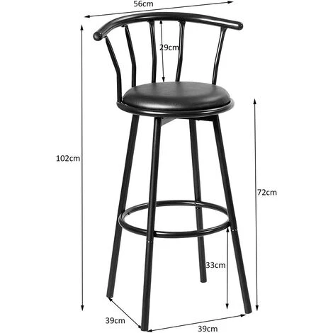 COSTWAY 2 Tabourets De Bar Style Industriel Siège Rond 360° En Rotation Structure En Acier Avec Rembouré De Eponge Et Repose-pieds 7 COSTWAY 2 Tabourets De Bar Style Industriel Siège Rond 360° En Rotation Structure En Acier Avec Rembouré De Eponge Et Repose-pieds – Image 5
