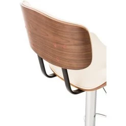 CLP Tabouret De Bar Sarnia Avec Assise En Bois Et Revêtement En Similicuir Noyer/beige -banc et tabouret Soldes Boutique 15906030 4
