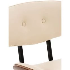 CLP Tabouret De Bar Sarnia Avec Assise En Bois Et Revêtement En Similicuir Noyer/beige -banc et tabouret Soldes Boutique 15906030 5