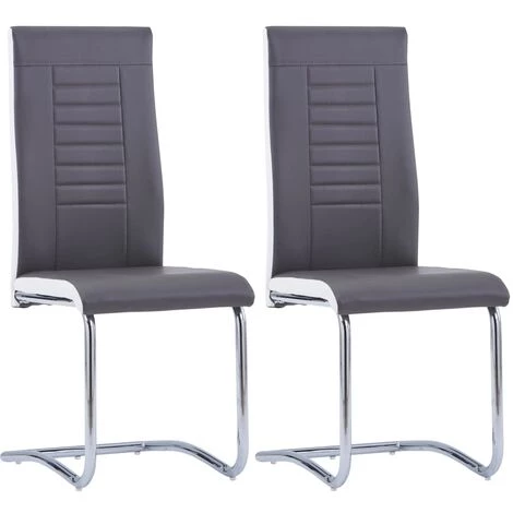 Chaises De Salle à Manger Cantilever Similicuir 2 Pcs Gris VidaXL 3 Chaises De Salle à Manger Cantilever Similicuir 2 Pcs Gris VidaXL