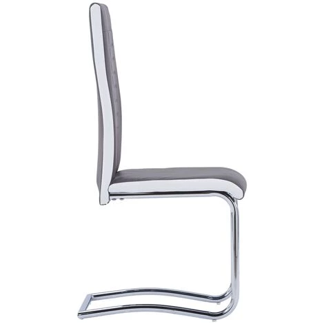 Chaises De Salle à Manger Cantilever Similicuir 2 Pcs Gris VidaXL 6 Chaises De Salle à Manger Cantilever Similicuir 2 Pcs Gris VidaXL – Image 4