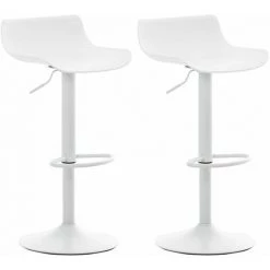 CLP Lot De 2 Tabourets De Bar Aveiro En Plastique Blanc