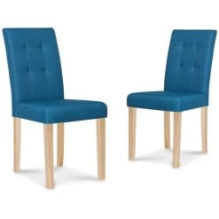 IDMARKET Lot De 4 Chaises POLGA Capitonnées Bleu Canard Pour Salle à Manger -banc et tabouret Soldes Boutique 16113630 3