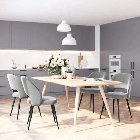 SONGMICS Lot De 2 Chaises De Salle à Manger, Chaise De Loisirs Moderne En Velours, Chaise De Cuisine Rembourrée Avec Pieds En Métal, Pour Salon, Gris LDC81GY - Gris 4 SONGMICS Lot De 2 Chaises De Salle à Manger, Chaise De Loisirs Moderne En Velours, Chaise De Cuisine Rembourrée Avec Pieds En Métal, Pour Salon, Gris LDC81GY - Gris – Image 2