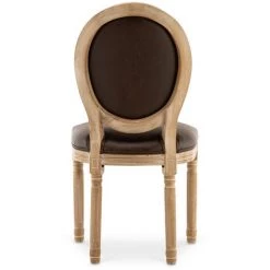 INTENSEDECO Lot De 4 Chaises Médaillon Louis XVI Vintage Simili Marron - Marron -banc et tabouret Soldes Boutique 16496492 3