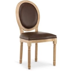INTENSEDECO Lot De 4 Chaises Médaillon Louis XVI Vintage Simili Marron - Marron -banc et tabouret Soldes Boutique 16496492 5