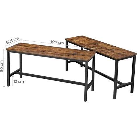 VASAGLE Bancs De Salle à Manger, Lot De 2, Siège Pour Cuisine, Style Industriel, 108 X 32,5 X 50 Cm, Cadre Métallique Durable, Pour Cuisine, Salle à Manger, Salon, Marron Rustique Par SONGMICS KTB33X - Marron Rustique 6 VASAGLE Bancs De Salle à Manger, Lot De 2, Siège Pour Cuisine, Style Industriel, 108 X 32,5 X 50 Cm, Cadre Métallique Durable, Pour Cuisine, Salle à Manger, Salon, Marron Rustique Par SONGMICS KTB33X - Marron Rustique – Image 5
