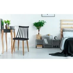 COTECOSY Lot De 2 Chaises Scandinaves Houlgate Noir - Noir -banc et tabouret Soldes Boutique 16796120 4