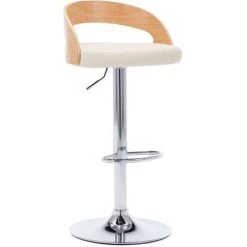 Tabourets De Bar 2 Pcs Similicuir Et Bois Courbé Crème Modèle 2 VidaXL -banc et tabouret Soldes Boutique 16802536 3