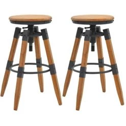 ASUPERMALL Tabourets De Bar Reglables 2 Pcs Bois De Sapin 53,5 X 53,5 X 79 Cm