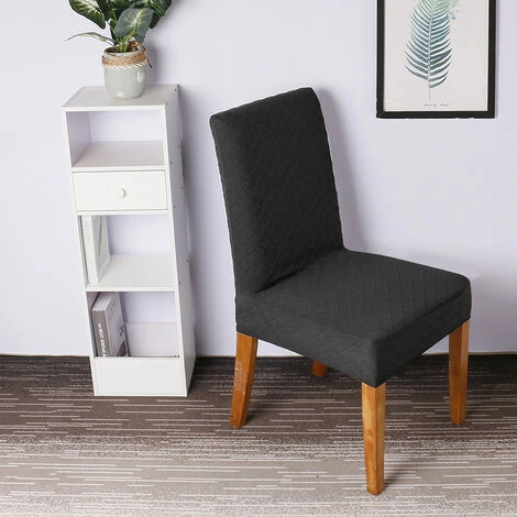 ASUPERMALL 4Pcs Stretch Solid Diamond Lattice Dining Chair Cover Housse Amovible Lavable Courte Chaise De Salle à Manger Protecteur Seat Solid Slipcovers Pour Hôtel Dining, Noir - Noir 4 ASUPERMALL 4Pcs Stretch Solid Diamond Lattice Dining Chair Cover Housse Amovible Lavable Courte Chaise De Salle à Manger Protecteur Seat Solid Slipcovers Pour Hôtel Dining, Noir - Noir – Image 2
