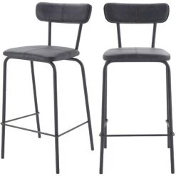 RENDEZ VOUS DéCO Chaise De Bar Mi-hauteur Lili Gris Anthracite 65cm (lot De 2) - Gris
