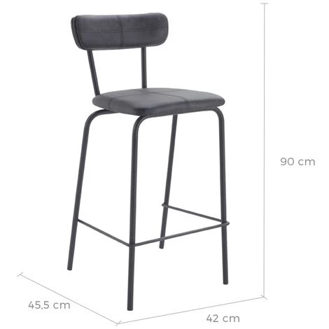 RENDEZ VOUS DéCO Chaise De Bar Mi-hauteur Lili Gris Anthracite 65cm (lot De 2) - Gris 4 RENDEZ VOUS DéCO Chaise De Bar Mi-hauteur Lili Gris Anthracite 65cm (lot De 2) - Gris – Image 2
