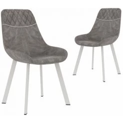 Chaises De Salle à Manger Similicuir 2 Pcs Gris VidaXL