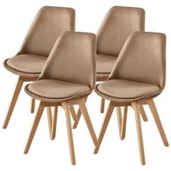 HOBAG Lot De Quatre Chaises Scandinaves FREAM TAUPE - Taupe