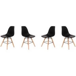 HOBAG Lot De Quatre Chaises Scandinave FARY Noir - Noir