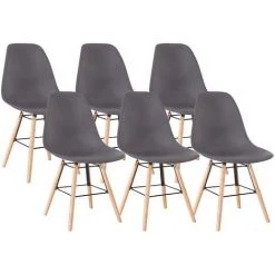 HOBAG Lot De Six Chaises Scandinave FARY Gris - Gris