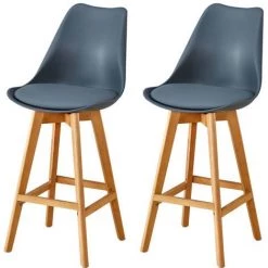 HOBAG Lot De Deux Tabourets Scandinaves LAURY Gris - Gris