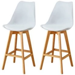 HOBAG Lot De Deux Tabourets Scandinaves LAURY BLANC - Blanc