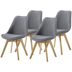 HOBAG Lot De Quatre Chaises Scandinaves BIMS Gris - Gris