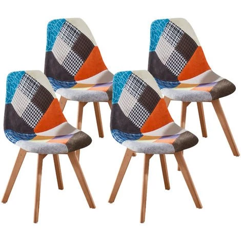 HOBAG Lot De Quatre Chaises Scandinaves SLAKE - PATCHWORK 3 HOBAG Lot De Quatre Chaises Scandinaves SLAKE - PATCHWORK