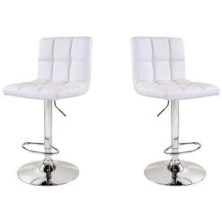 HOBAG Lot De 2 Tabourets De Bar CELIA Blanc - Blanc