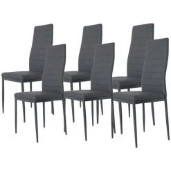 HOBAG Lot De 6 Chaises De Salle à Manger VALENTIN Gris - Gris