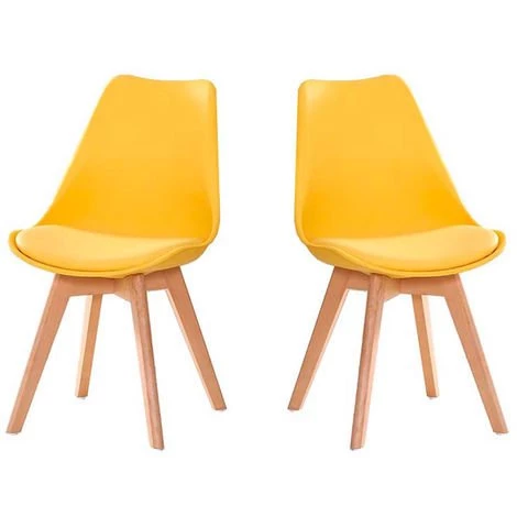 HOBAG Lot De Deux Chaises Scandinave VLSY Jaune - Jaune 3 HOBAG Lot De Deux Chaises Scandinave VLSY Jaune - Jaune