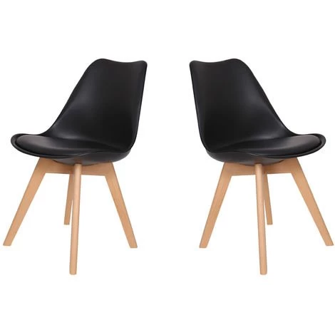 HOBAG Lot De Deux Chaises Scandinave VLSY Noir - Noir 3 HOBAG Lot De Deux Chaises Scandinave VLSY Noir - Noir