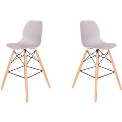 HOBAG Lot De Deux Tabourets Scandinaves BILL GRIS - Gris