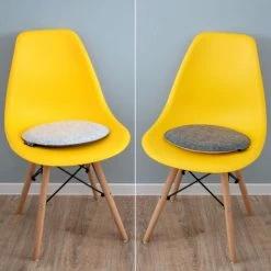 DUNEDESIGN 4 Coussins De Chaiseen Feutre Ø 35cm Rond 30mm Souple Chaud Réversible Gris -banc et tabouret Soldes Boutique 16941939 4