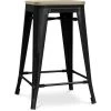 PRIVATEFLOOR Tabouret Stylix - 61 Cm - Métal Et Bois Clair Noir - Bois, Fer - Noir -banc et tabouret Soldes Boutique 17287923 1