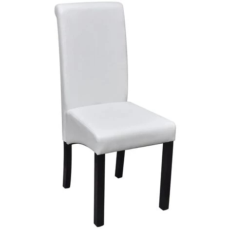 VidaXL Chaises De Salle à Manger 2 Pc Similicuir Blanc - Blanc 5 VidaXL Chaises De Salle à Manger 2 Pc Similicuir Blanc - Blanc – Image 3
