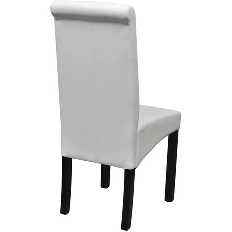 VidaXL Chaises De Salle à Manger 2 Pc Similicuir Blanc - Blanc 7 VidaXL Chaises De Salle à Manger 2 Pc Similicuir Blanc - Blanc – Image 5