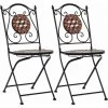 Chaises De Bistrot Céramique Mosaïque 2 Pcs Marron VidaXL -banc et tabouret Soldes Boutique 17488082 1