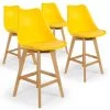 INTENSEDECO Lot De 4 Chaises Hautes Style Scandinave Catherina Jaune - H65cm - Jaune
