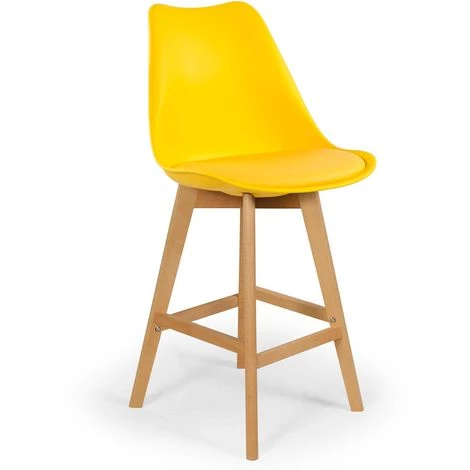 INTENSEDECO Lot De 4 Chaises Hautes Style Scandinave Catherina Jaune - H65cm - Jaune 4 INTENSEDECO Lot De 4 Chaises Hautes Style Scandinave Catherina Jaune - H65cm - Jaune – Image 2