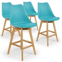 INTENSEDECO Lot De 4 Chaises Hautes Style Scandinave Catherina Bleu - H65cm - Bleu
