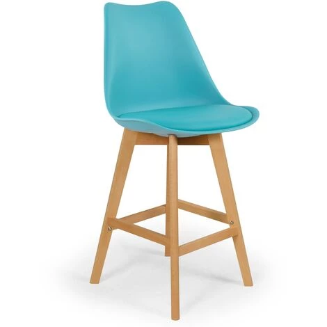 INTENSEDECO Lot De 4 Chaises Hautes Style Scandinave Catherina Bleu - H65cm - Bleu 4 INTENSEDECO Lot De 4 Chaises Hautes Style Scandinave Catherina Bleu - H65cm - Bleu – Image 2