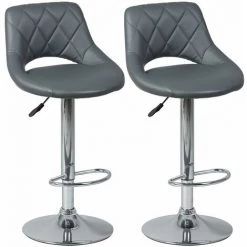 ALTOBUY HAMILTON - Lot De 2 Tabourets De Bar Gris - Gris