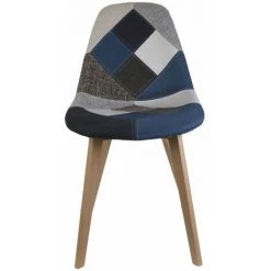ALTOBUY DAMAS - Lot De 2 Chaises Patchwork Bleu Et Gris - Bleu -banc et tabouret Soldes Boutique 17873681 4
