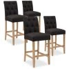 INTENSEDECO Lot De 4 Chaises De Bar En Bois Gaya Tissu Noir - H65cm - Noir -banc et tabouret Soldes Boutique 18034669 1