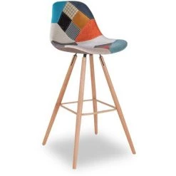 IDMARKET Lot De 4 Tabourets De Bar SARA Motifs Patchworks Multi-couleurs - Multicolor -banc et tabouret Soldes Boutique 18048463 3
