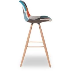 IDMARKET Lot De 4 Tabourets De Bar SARA Motifs Patchworks Multi-couleurs - Multicolor -banc et tabouret Soldes Boutique 18048463 4
