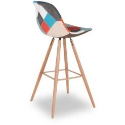 IDMARKET Lot De 4 Tabourets De Bar SARA Motifs Patchworks Multi-couleurs - Multicolor -banc et tabouret Soldes Boutique 18048463 5