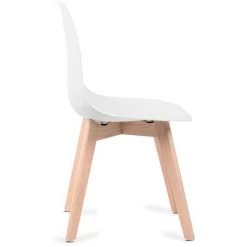 MC HAUS Chaises De Salle à Manger Blanches, Chaises Tulip Avec Dossier Ergonomique En Polypropylène Et Pieds En Bois, Design Scandinave, Pack De 4 Chaises -banc et tabouret Soldes Boutique 18103856 3