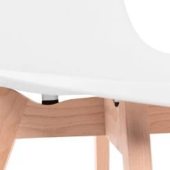 MC HAUS Chaises De Salle à Manger Blanches, Chaises Tulip Avec Dossier Ergonomique En Polypropylène Et Pieds En Bois, Design Scandinave, Pack De 4 Chaises -banc et tabouret Soldes Boutique 18103856 5