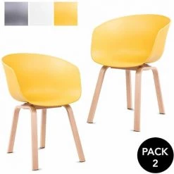 MC HAUS Lot De 2 Chaises De Salle à Manger Avec Accoudoirs, Salon, Bureau, Terrasse, Design Scandinave, Moutarde