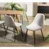 MACABANE AUGUSTIN - Lot De 2 Chaises Tissu Blanc écru Pieds Métal Noir - Beige -banc et tabouret Soldes Boutique 18152066 1