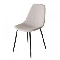 MACABANE AUGUSTIN - Lot De 2 Chaises Tissu Blanc écru Pieds Métal Noir - Beige -banc et tabouret Soldes Boutique 18152066 5